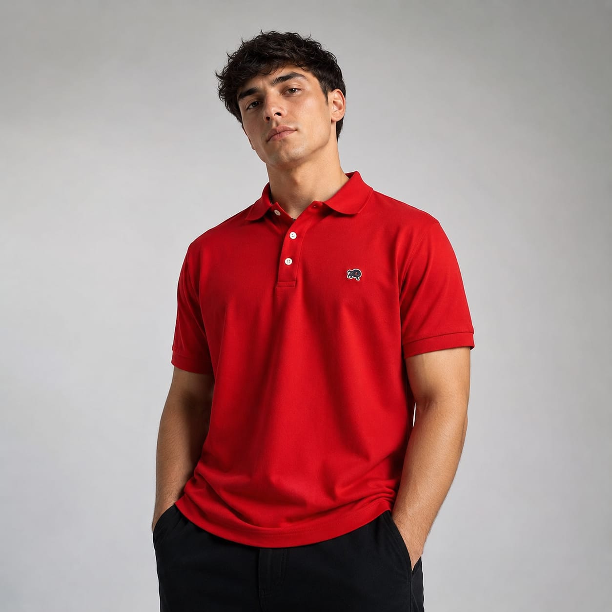 Remera con cuello Jack Side, color rojo