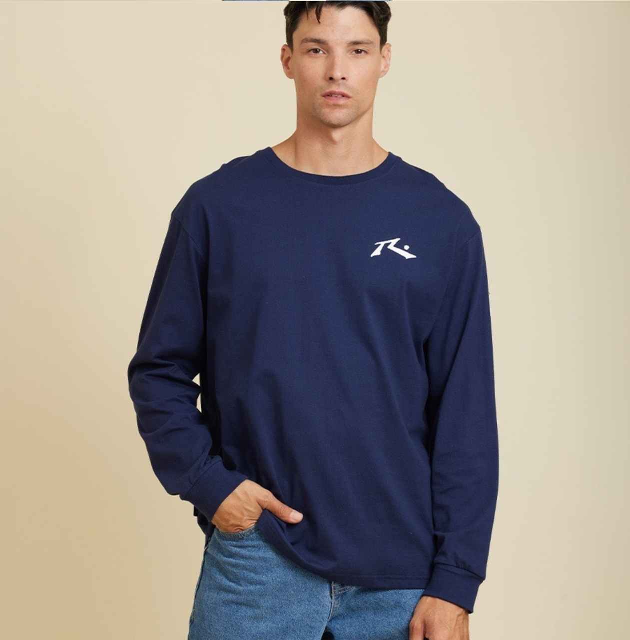 Remera mangas largas Rusty modelo Kanda, color azul